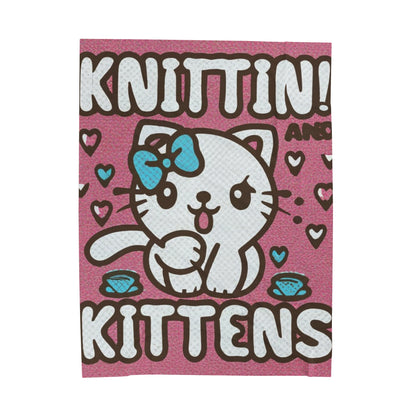 Knittin with Kittens: Yarn Ball & Playful Kitty DesignVelveteen Plush Blanket