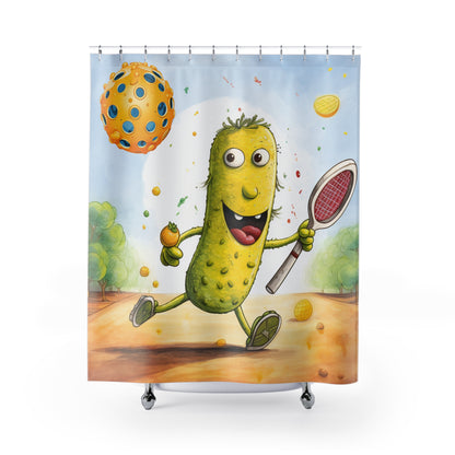 Pickleball Play: Pickle Sport Action Game, Fast Dink Ball - Shower Curtains