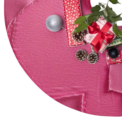 Distressed Neon Pink: Edgy, Ripped Denim-Inspired Doll Fabric - Christmas Tree Skirts