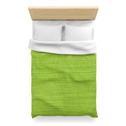 Lush Grass Neon Green: Denim-Inspired, Springtime Fabric Style - Microfiber Duvet Cover