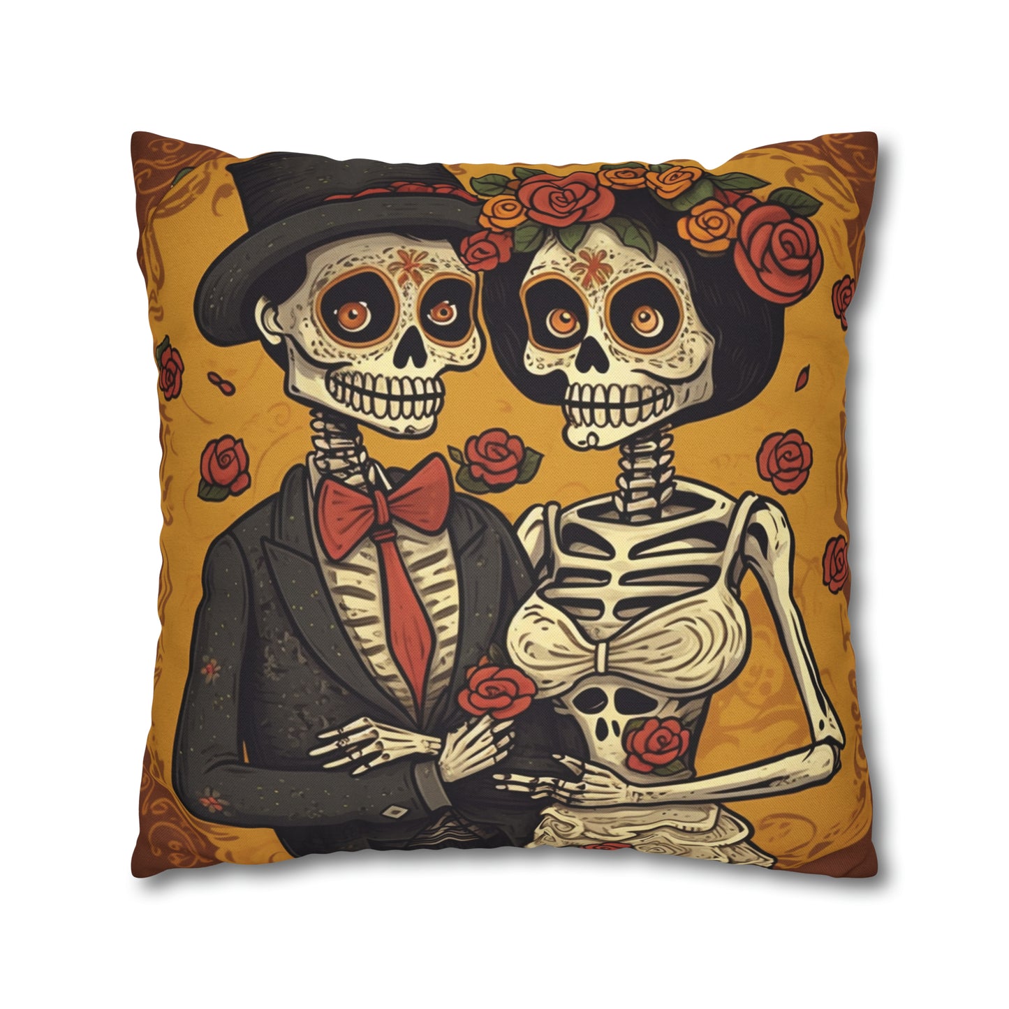 Halloween Wedding Marriage, Bride & Groom - Forever Soulmates - Spun Polyester Square Pillow Case