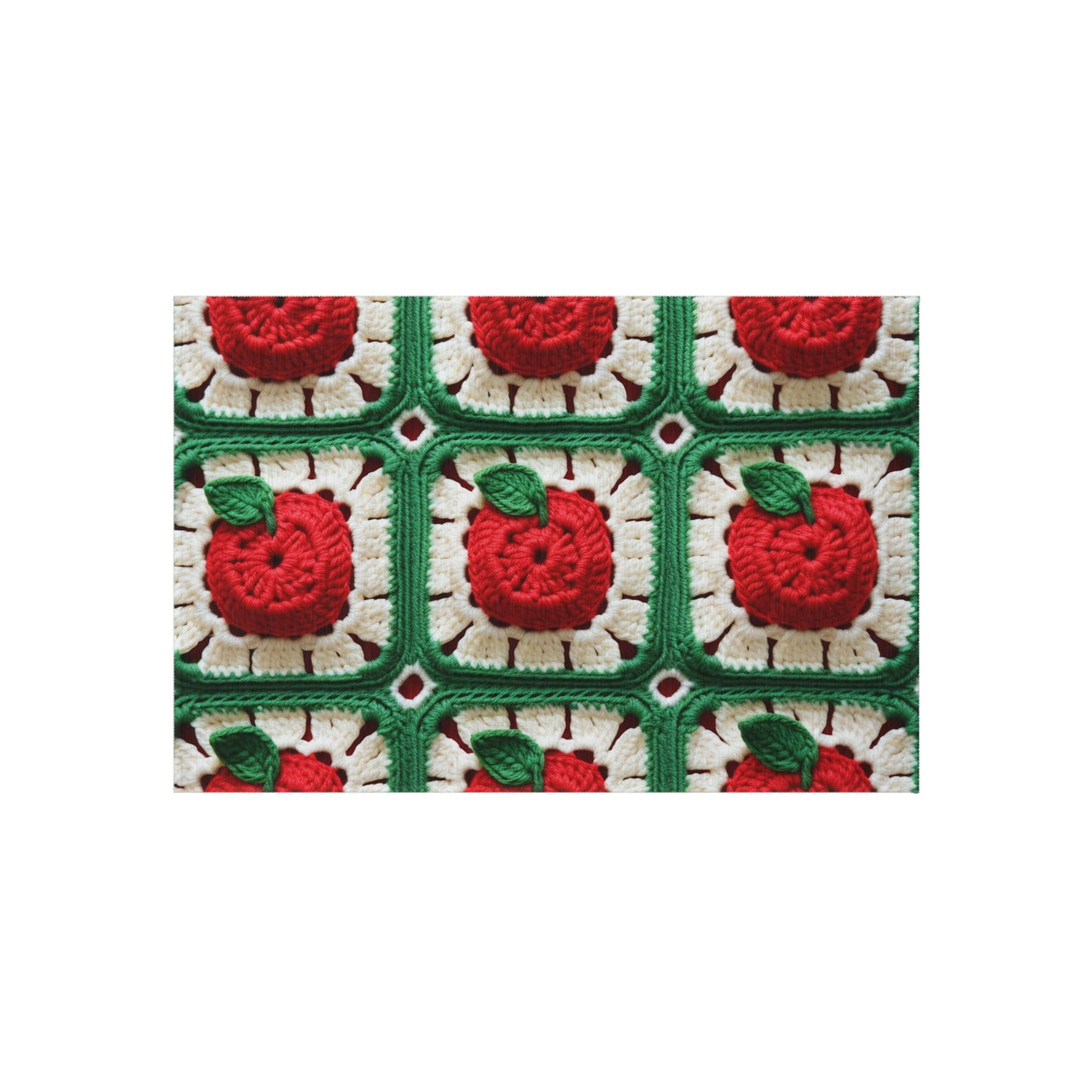 Apple Granny Square Crochet Pattern: Wild Fruit Tree, Delicious Red Design - Outdoor Rug