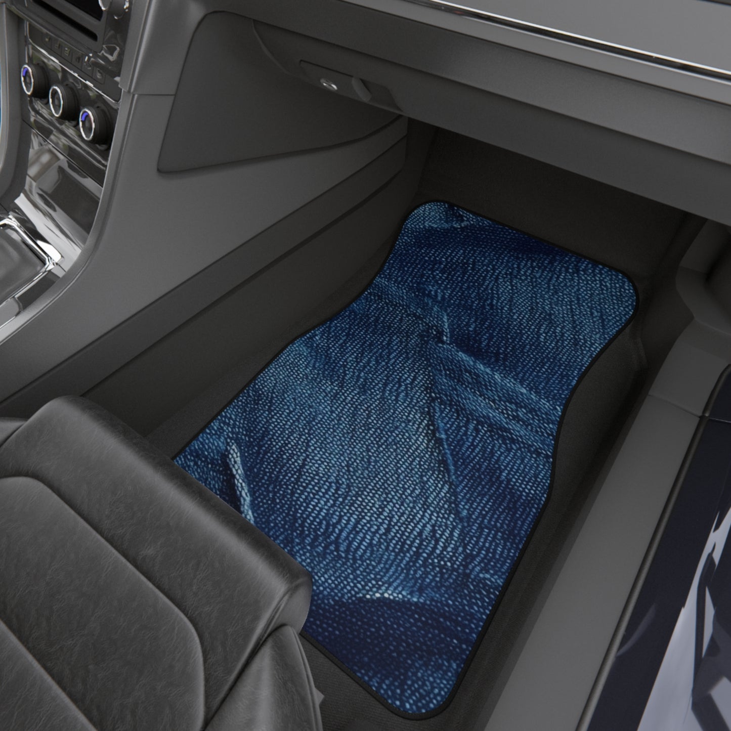 Dark Blue: Distressed Denim-Inspired Fabric Design - Car Mats (Set of 4)