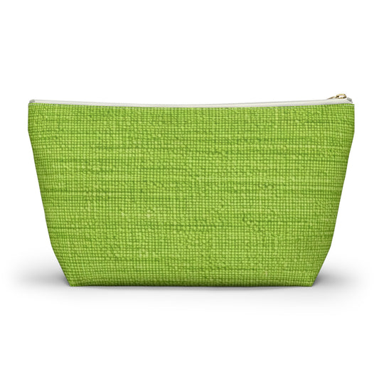 Lush Grass Neon Green: Denim-Inspired, Springtime Fabric Style - Accessory Pouch w T-bottom