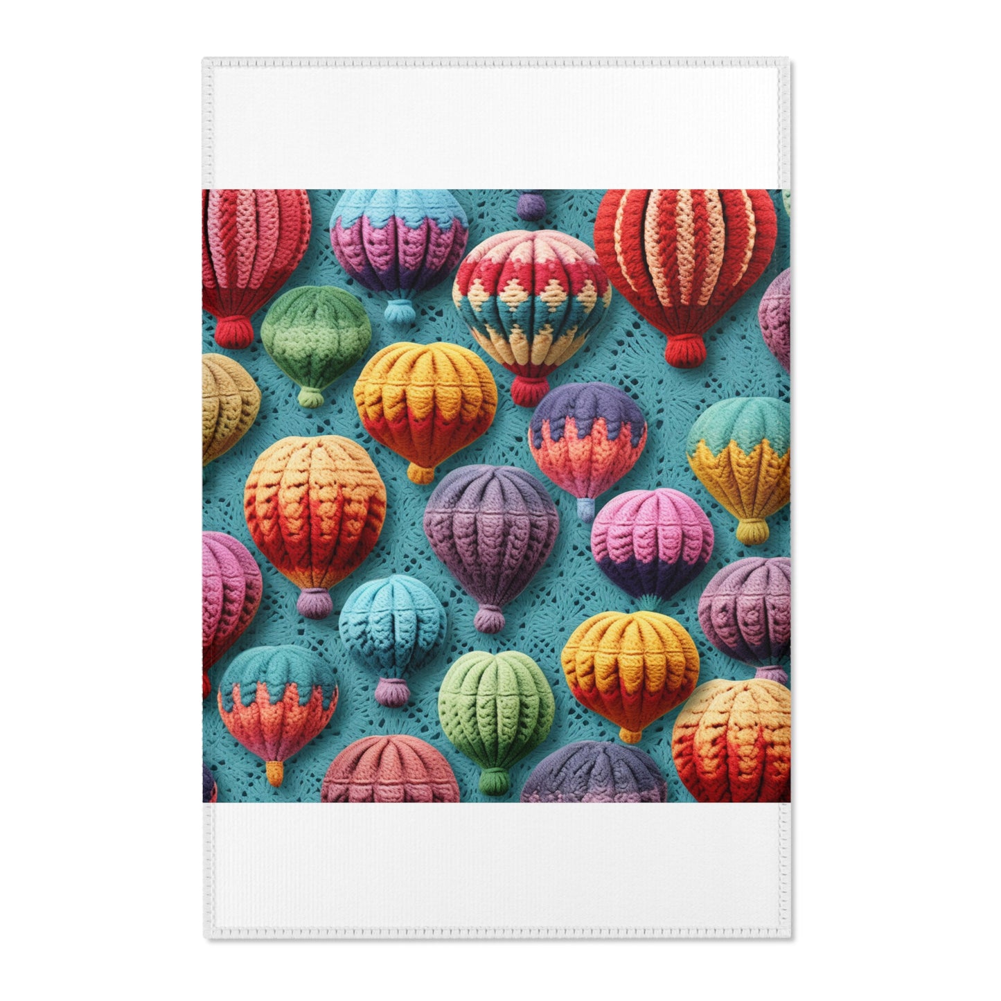 Crochet Hot Air Balloons Sky Travel Transport Scenic Style - Area Rugs