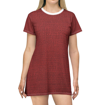 Bold Ruby Red: Denim-Inspired, Passionate Fabric Style - T-Shirt Dress (AOP)