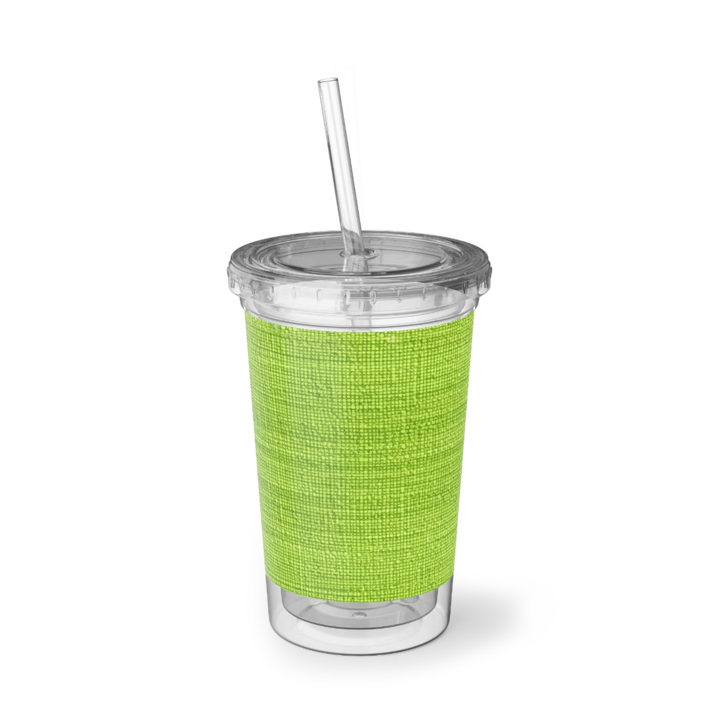 Lush Grass Neon Green: Denim-Inspired, Springtime Fabric Style - Suave Acrylic Cup