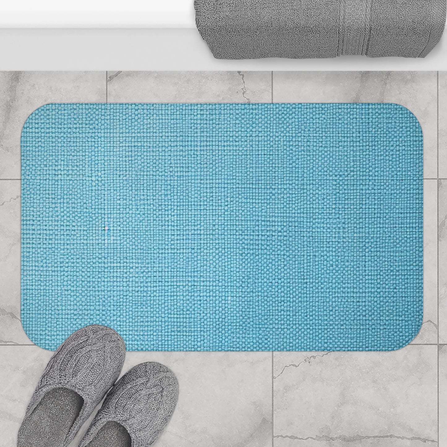 Bright Aqua Teal: tela de verano azul refrescante inspirada en la mezclilla - Alfombra de baño