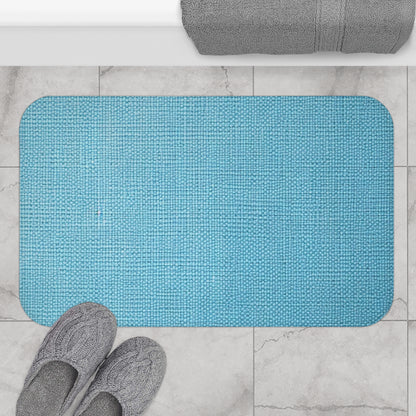 Bright Aqua Teal: Denim-Inspired Refreshing Blue Summer Fabric - Bath Mat