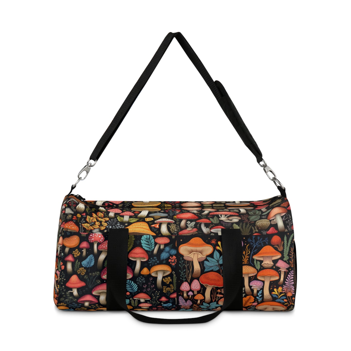 Fairy-Tale Fungi: Whimsical Assorted Mushroom Pattern Design Duffel Bag