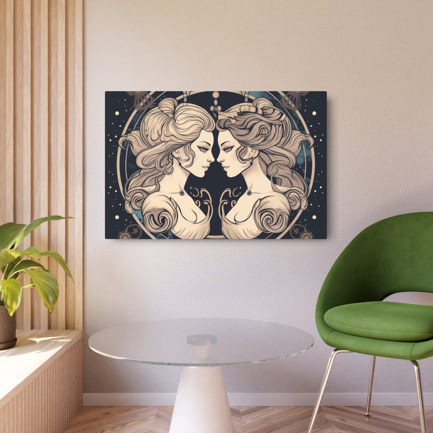 Duality of Gemini - Expressive Twins Zodiac Astrology - Metal Art Sign