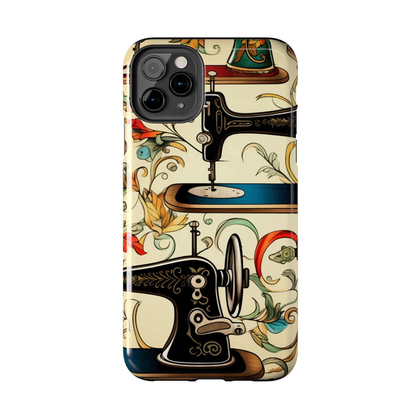 Classic Sewing Machines and Vibrant Thread Spools Pattern, Tailoring and Quilting - Tough Phone Cases