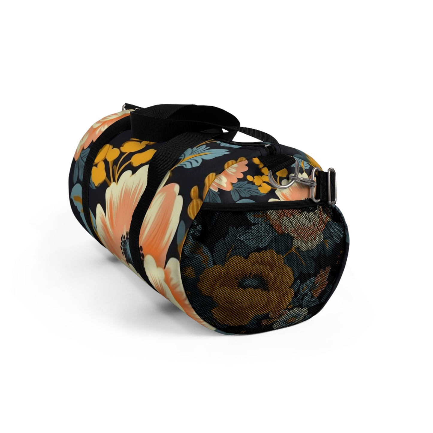 Vintage 50s 60s Inspired High-Waisted Floral Pattern Duffel Bag