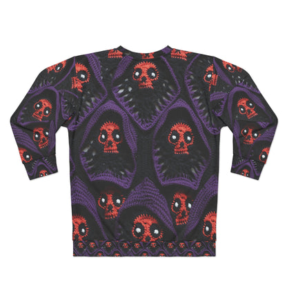 Grim Reaper Crochet Halloween Fright Scare Ghoul Fantasy Horror - Sudadera unisex (AOP)