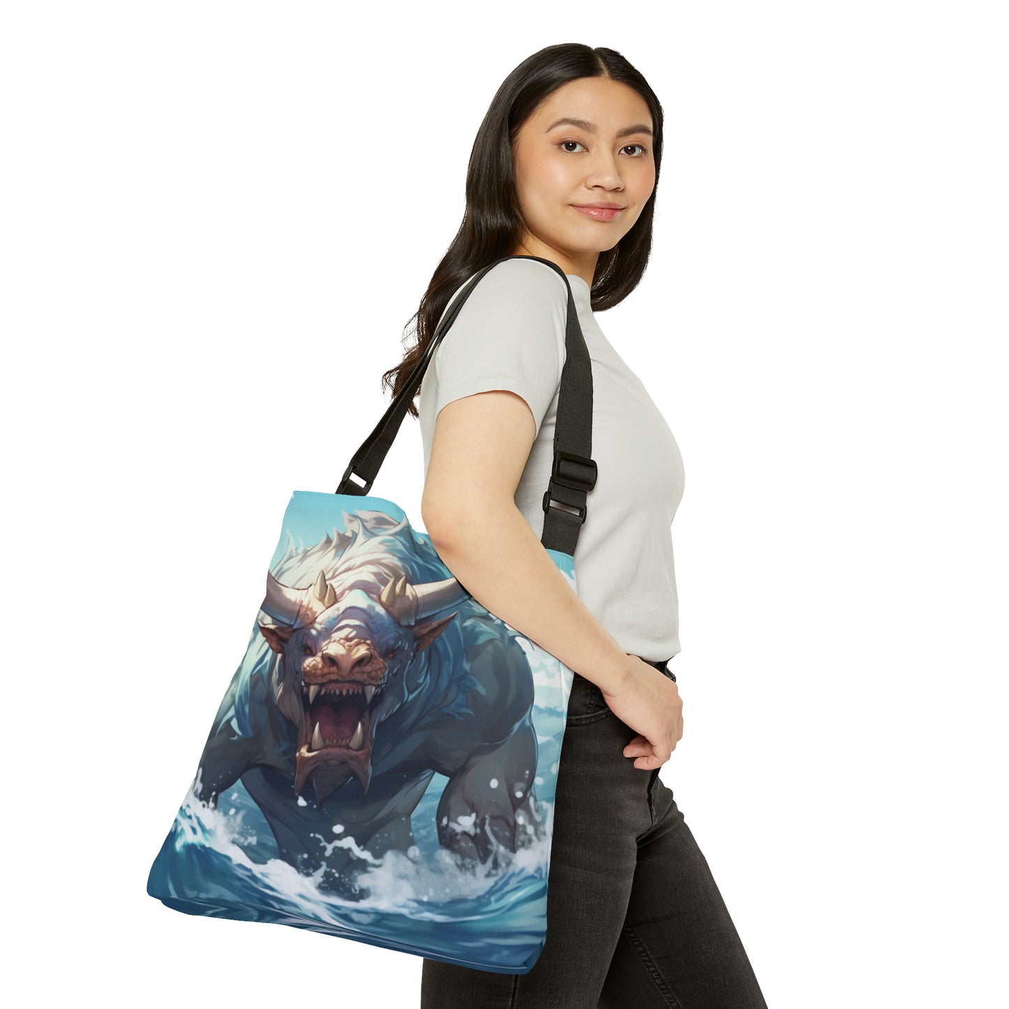 Bull Shark Fusion: Water Fantasy - Hybrid Ocean Marine Animal - Adjustable Tote Bag (AOP)