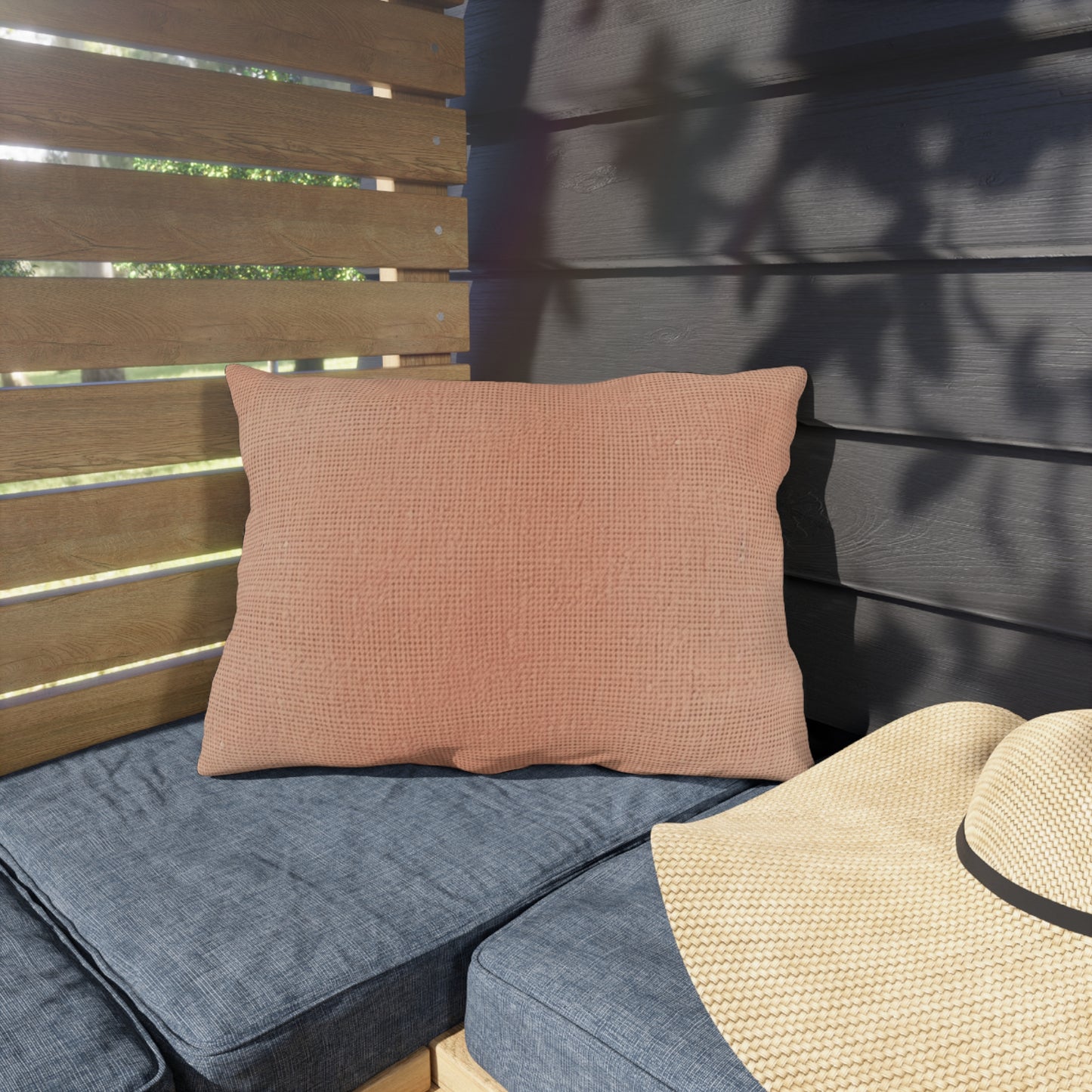 Soft Pink-Orange Peach: Denim-Inspired, Lush Fabric - Outdoor Pillows