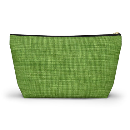 Olive Green Denim-Style: Seamless, Textured Fabric - Accessory Pouch w T-bottom