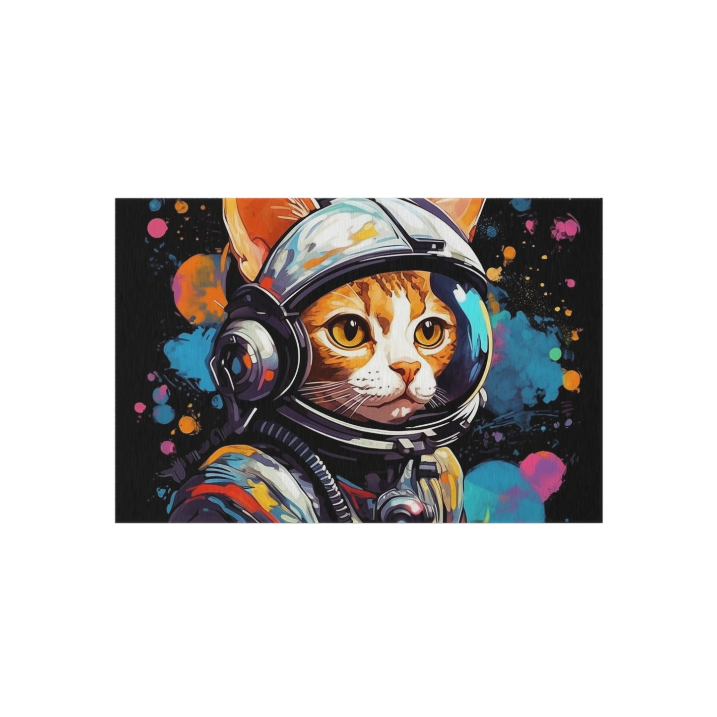 Astro Cat Adventure Feline - Pop Art, Floating in Cosmic Space - Outdoor Rug