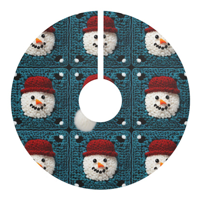 Snowman Crochet Craft, Festive Yuletide Cheer, Winter Wonderland - Christmas Tree Skirts