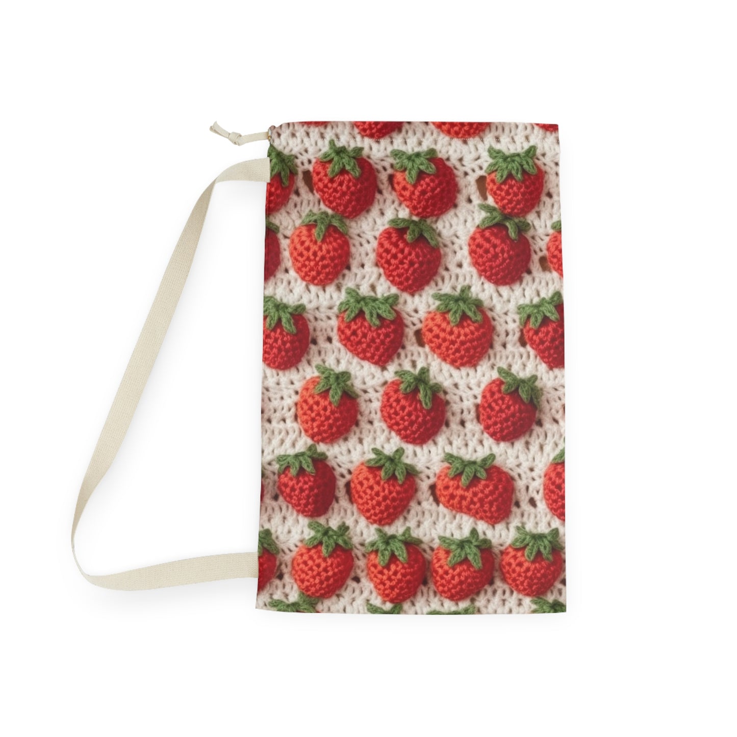 Strawberry Traditional Japanese, Crochet Craft, Fruit Design, Red Berry Pattern - Laundry Bag