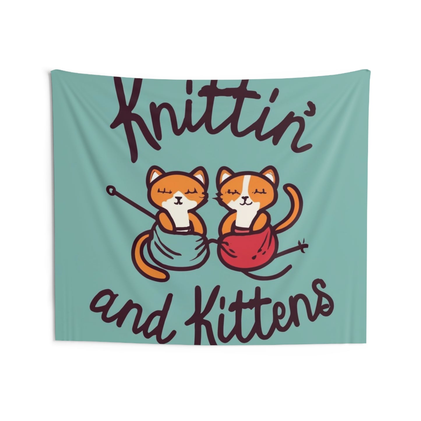 Knittin with Kittens: Cozy Cat and Stitch Blend - Indoor Wall Tapestries