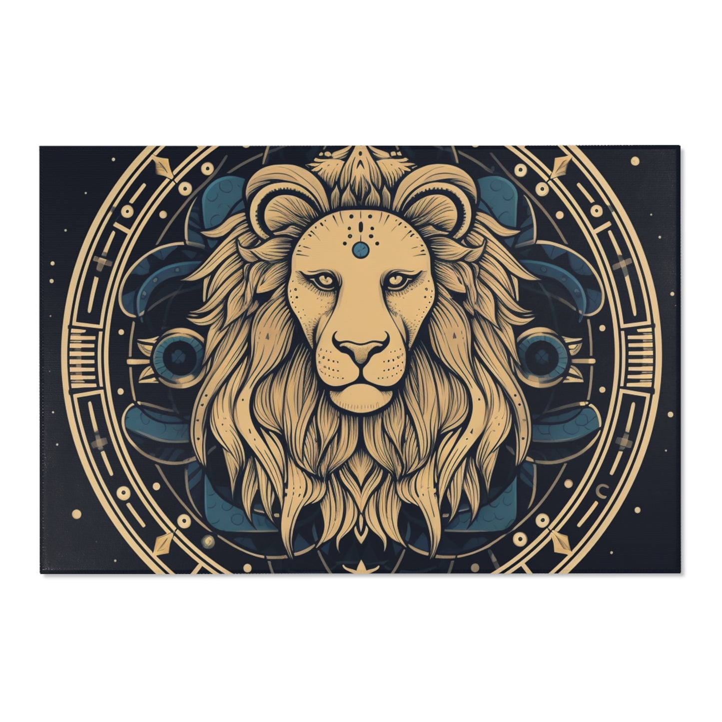 Leo Zodiac Sign - Mystic Circle Astrology Art Cosmic constellation - Area Rugs