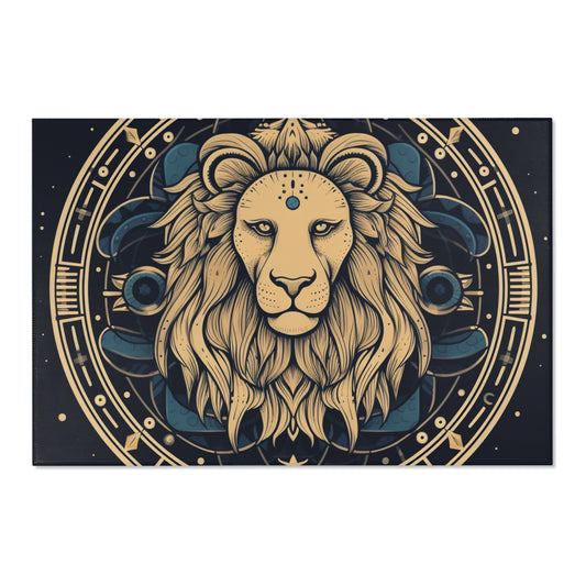 Leo Zodiac Sign - Mystic Circle Astrology Art Cosmic constellation - Area Rugs