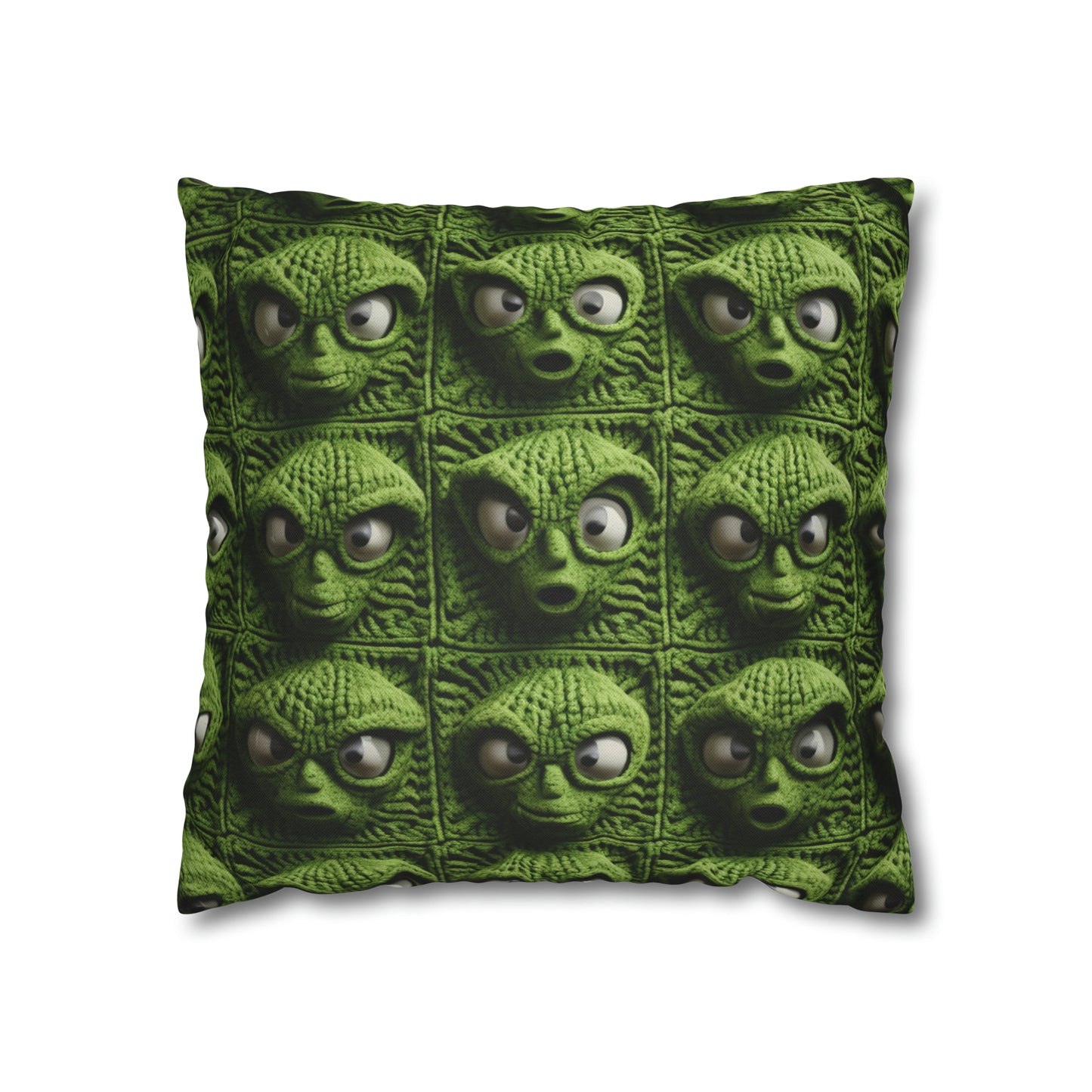 Alien Granny Square Crochet - Galacitc Space Sci fi Fantasy Theme - Spun Polyester Square Pillow Case