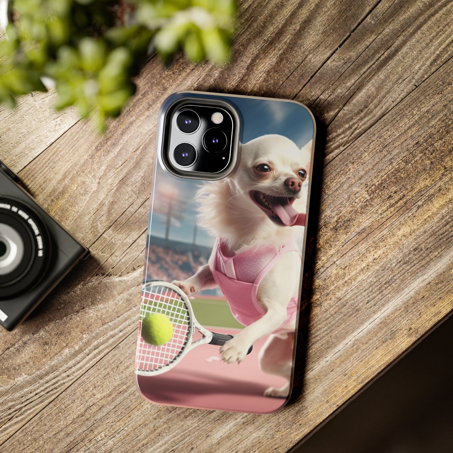 Chihuahua Tennis Ace: Dog Pink Outfit, Court Atheletic Sport Game - Tough Phone Cases