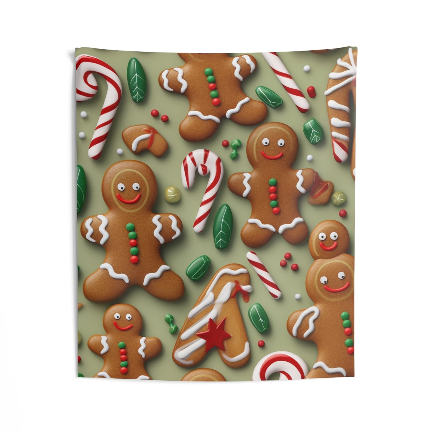 Gingerbread Man Christmas Cookie - Tree - Candy Cane - Indoor Wall Tapestries