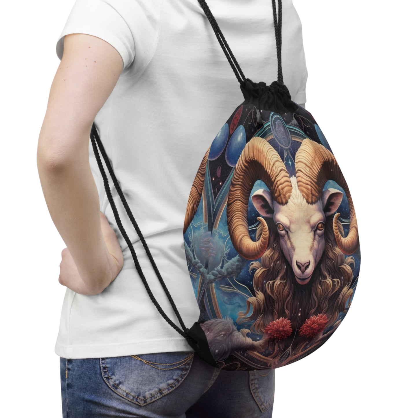 Aries Zodiac Ram - Signo astrológico vibrante Símbolo del espacio cósmico - Mochila saco