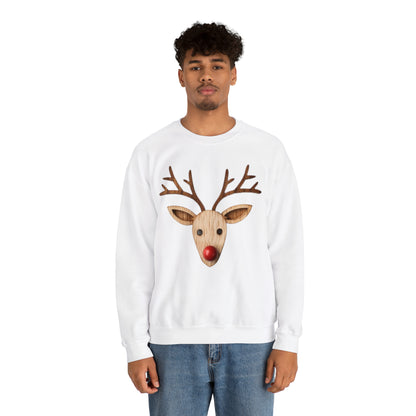 Red Reindeer Nose Christmas Classic Winter Season - White - Unisex Heavy Blend™ Crewneck Sweatshirt