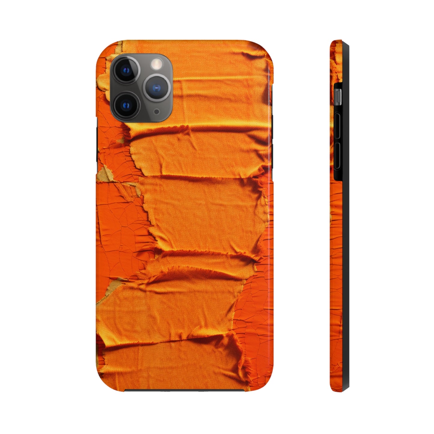 Fiery Citrus Orange: Edgy Distressed, Denim-Inspired Fabric - Tough Phone Cases