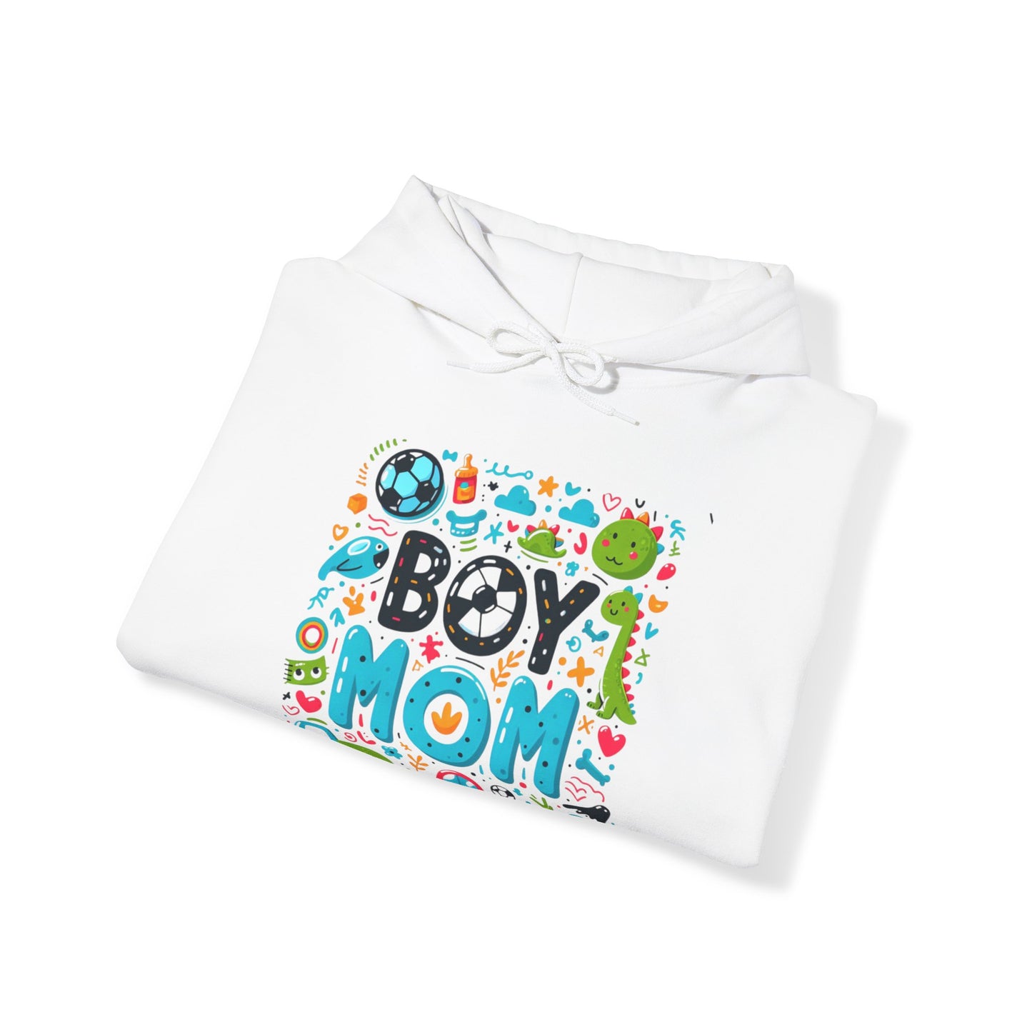 Boymom Design Shirt, Soccer Boy Mom Gift, Unisex Heavy Blend™ Hooded Sweatshirt