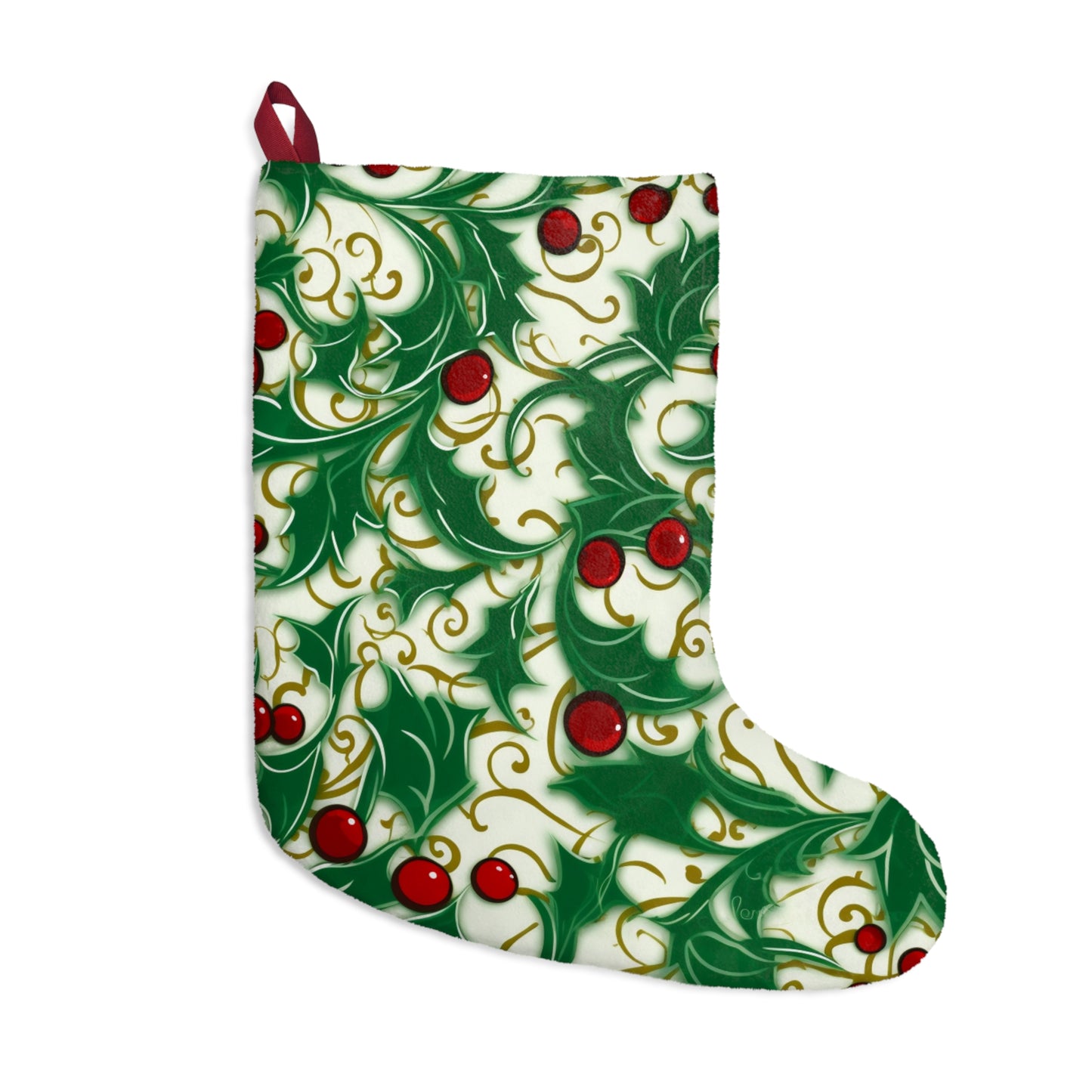 Holiday Elegance: Christmas Holly Swirls Design - Christmas Stockings