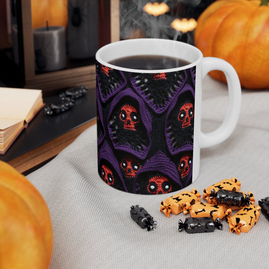 Grim Reaper Crochet Halloween Fright Scare Ghoul Fantasy Horror - Ceramic Mug 11oz