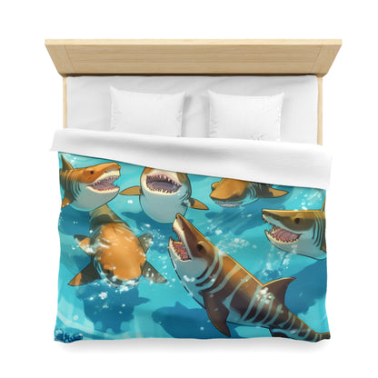 Tiger Shark: Ocean Marine Wildlife - Underwater - Microfiber Duvet Cover