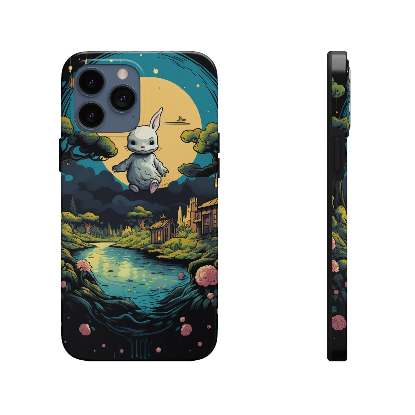 White Rabbit Mystery Psychedelic Fantasy Anime Cartoon Bunny - Tough Phone Cases