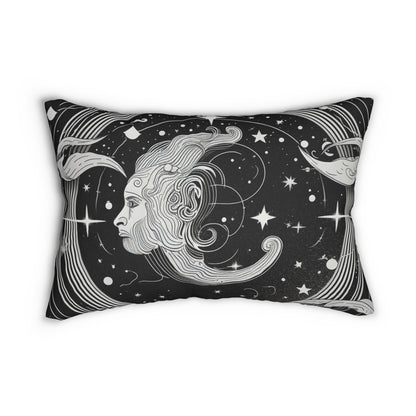 Diseño del zodiaco Acuario, almohada lumbar de poliéster hilado, impresión de doble cara 