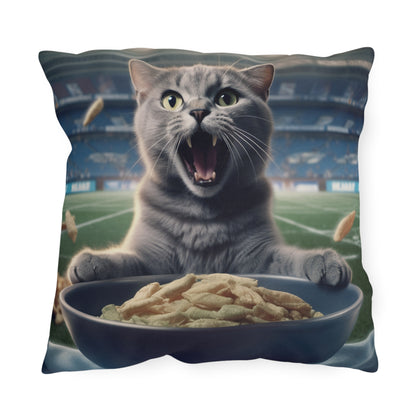 Halftime Football Feline: Screaming Sports Fan Cat Stadium Food Kitten - Outdoor Pillows