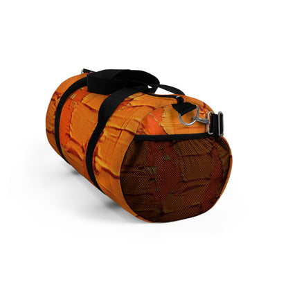 Fiery Citrus Orange: Edgy Distressed, Denim-Inspired Fabric - Duffel Bag