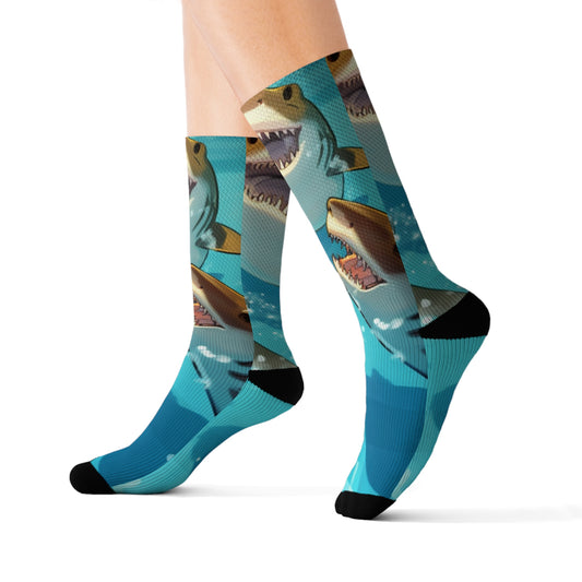 Tiger Shark: Ocean Marine Wildlife - Underwater - Sublimation Socks