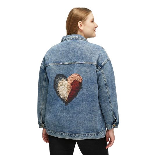 Heart Patch Graphic, Gift, Women's Denim Jacket