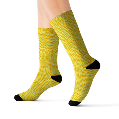 Sunshine Yellow Lemon: Denim-Inspired, Cheerful Fabric - Sublimation Socks