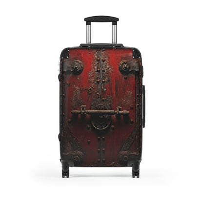 Crimson Ironwork Door, Textured Rustic Metal with Classic Bolt Lock, Historical - Suitcase