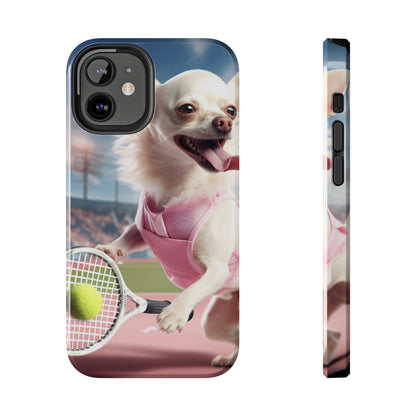 Chihuahua Tennis Ace: Dog Pink Outfit, Court Atheletic Sport Game - Tough Phone Cases