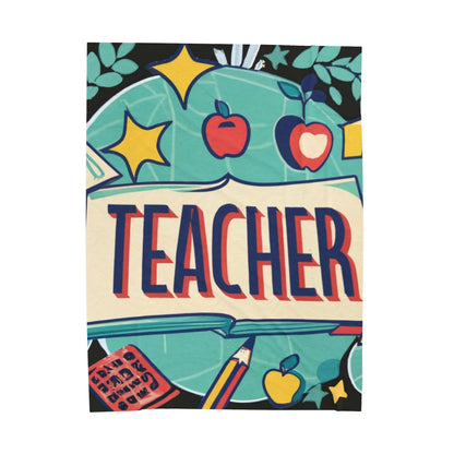 Teacher Schoolhouse Nostalgia Retro Educator Classroom - Velveteen Plush Blanket