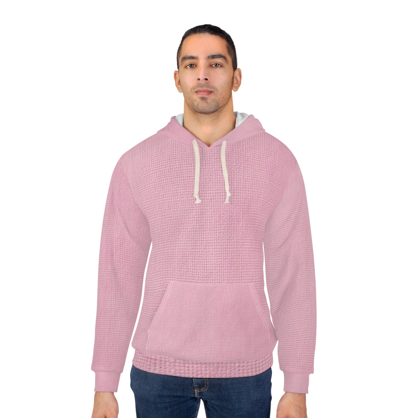 Blushing Garment Dye Pink: Denim-Inspired, Soft-Toned Fabric - Unisex Pullover Hoodie (AOP)