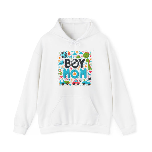 Boymom Design Shirt, Soccer Boy Mom Gift, Unisex Heavy Blend™ Hooded Sweatshirt
