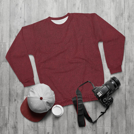 Seamless Texture - Maroon/Burgundy Denim-Inspired Fabric - Unisex Sweatshirt (AOP)